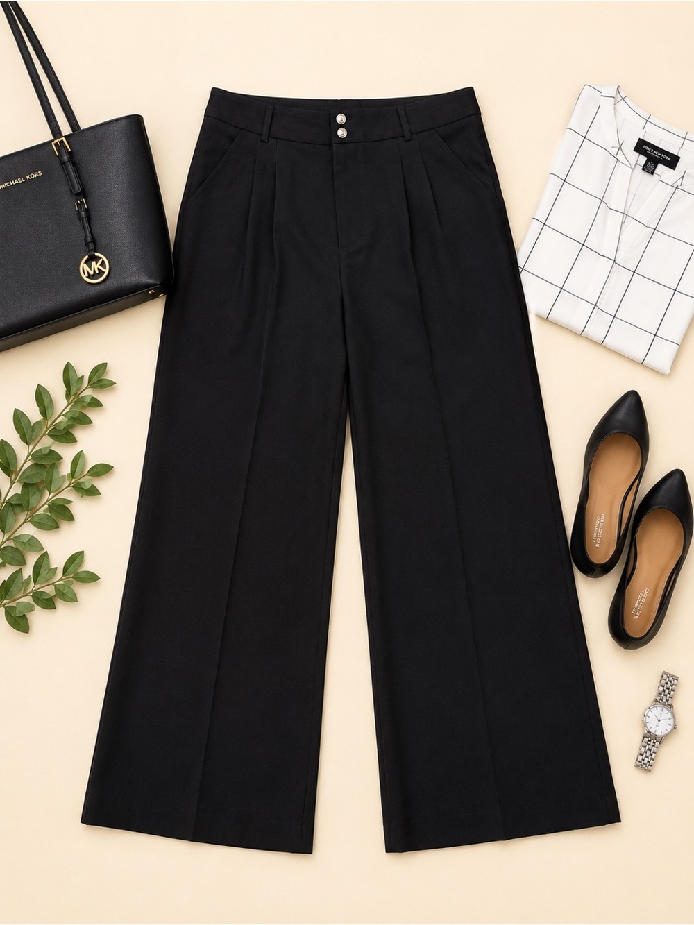BloomChic Black Wide Leg Cropped Pants Elastic Back Plus Size 14/16 NWT